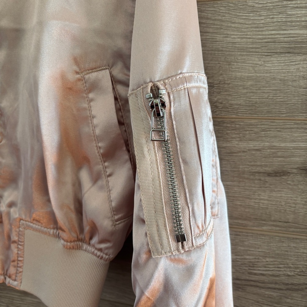 H&M Pink Satin Flight Jacket, Kid’s Size 8-9 - Picture 4 of 5